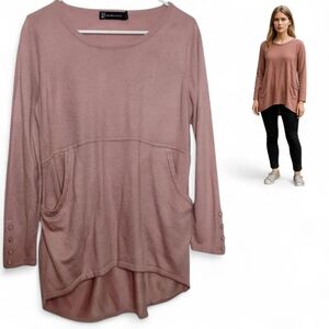 New York & Company Pink Tunic Top Long Sleeve Comfy Women's Size Small Blouse